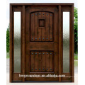 Puerta de hierro forjado de madera, puerta de madera exterior usada, puerta de hierro delantera